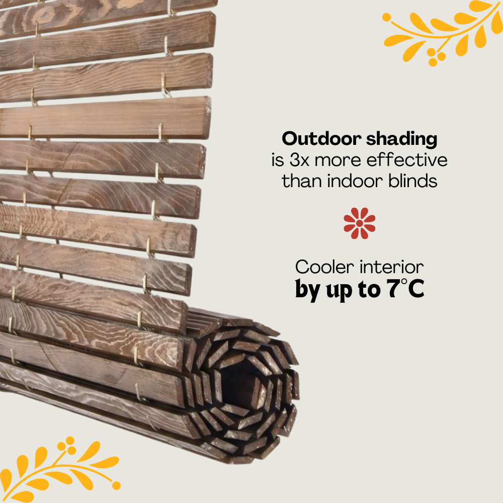 Exterior Window Blind - Natural wood